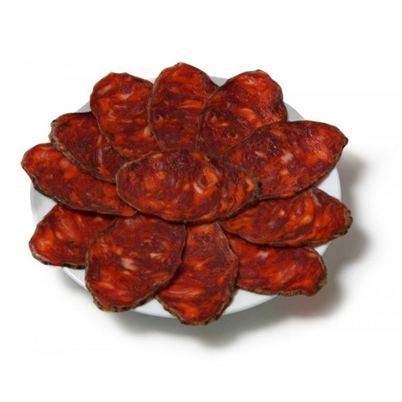 Chorizo Cular Ibérique de Gland Quercus tranché